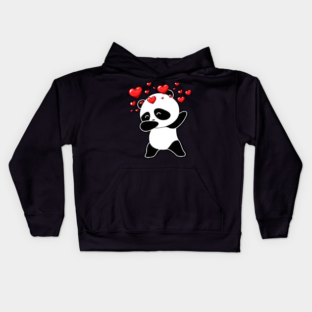 Dabbing Panda Heart Love Kids Hoodie by stayilbee